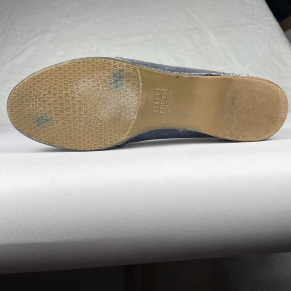 Stuart Weitzman Sz 6.5 Blue Mirror‎ Cap Toe Preppy Academia Classic Luxury - Picture 10 of 16